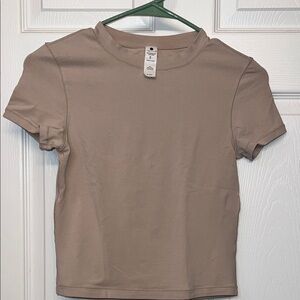 Yogalicious Beige  Short Sleeve Crop Top Small